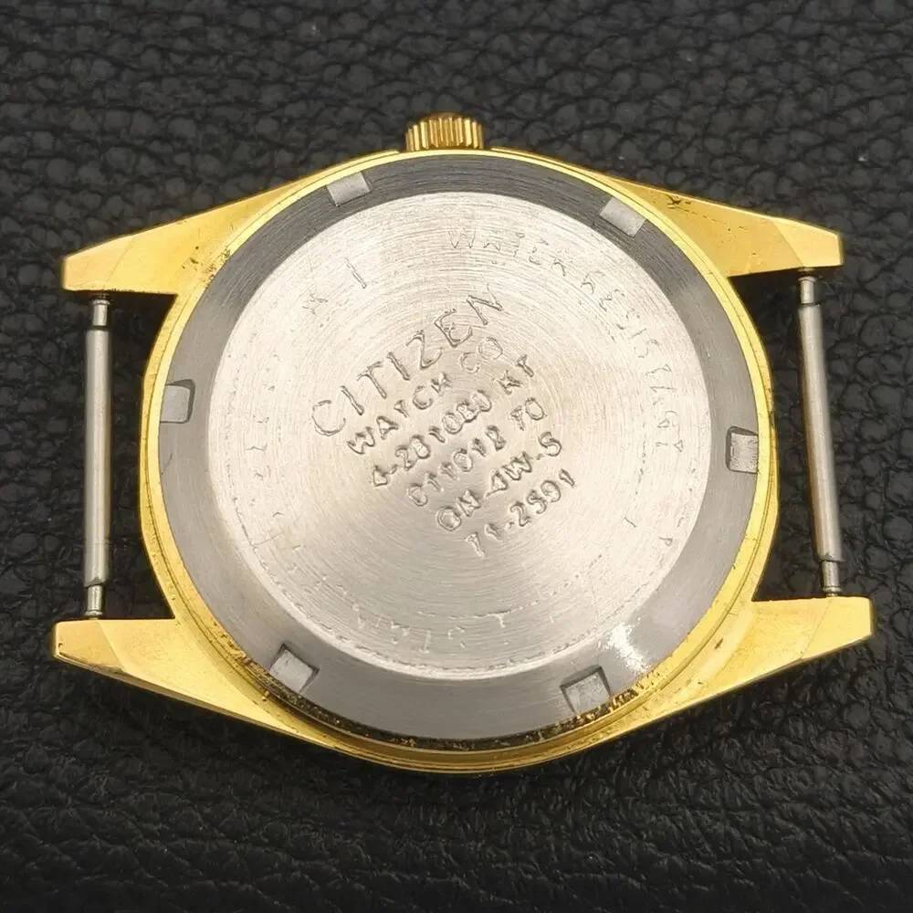 Vintage 1987 Citizen Automatic Mens Gold Watch W/daydate & Blue accents